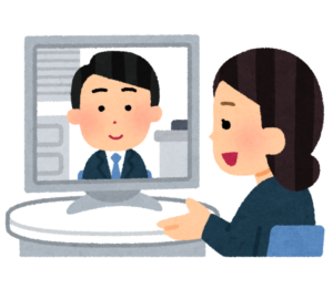 オンラインで相談に乗るソーシャルワーカーのイラスト